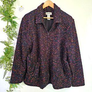 Easy Spirit‎ Womens 1X Multicolor Boucle Jacket With Front Pockets《915》J